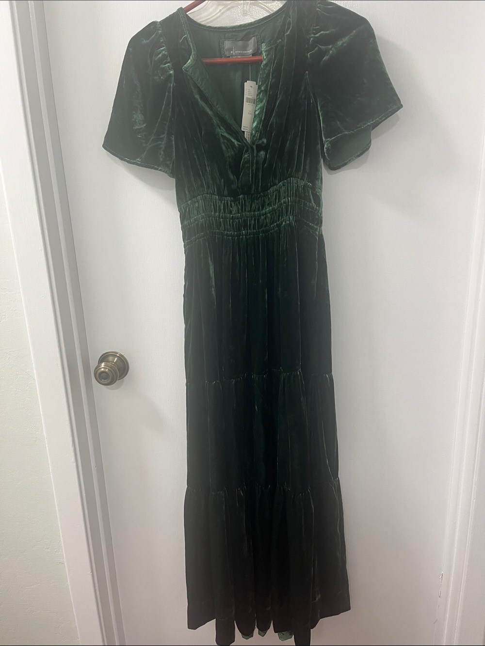 Forest Green Velvet Maxi Dress - Anthropologie Somerset dress